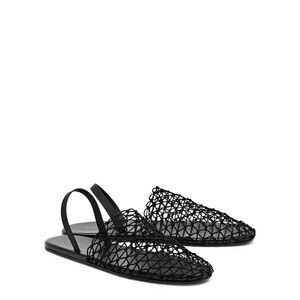 The Row Black Mesh Slingback Sandals